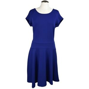 Diane Von‎ Furstenberg Women's Blue Short Sleeve Fit Flare Stretch Knit Dress 12